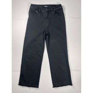 Toad&Co Balsam Seeded Cutoff Pant Size 8 Black Wide Leg Organic Cotton Jeans